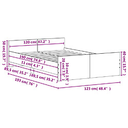 Vidaxl Cadre de lit avec tête de lit/pied de lit blanc 120x190 cm pas cher