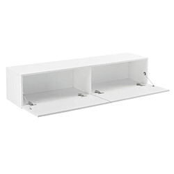 Helloshop26 Étagère murale design meuble support TV avec 2 tiroirs 140 cm blanc 03_0005187