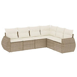 vidaXL Salon de jardin avec coussins 6 pcs beige résine tressée