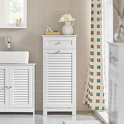 SoBuy BZR73-W Meuble Bas de Salle de Bain Corbeille à Linge Armoire Toilette Meuble de Rangement avec 1 Tiroir et 1 Panier à Linge