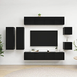 vidaXL Ensemble de meuble TV 8 pcs Noir Bois d'ingénierie