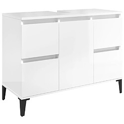 vidaXL Meuble d'évier blanc brillant 80x33x60 cm bois d'ingénierie