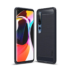 Mofi Coque en TPU fibre de carbone brossée bleu foncé pour Xiaomi Mi 10/Mi 10 Pro