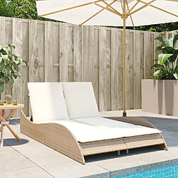 Avis Maison Chic Chaise longue avec coussins, Transats, Bain de Soleil beige 114x205x73 cm résine tressée