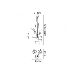 Luminaire Center Suspension Sabina Immitation bois 3 ampoules 120cm