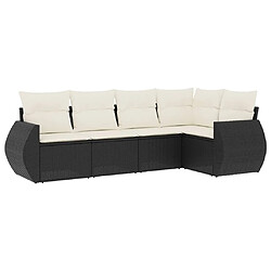 Maison Chic Salon de jardin 5 pcs avec coussins | Ensemble de Table et chaises | Mobilier d'Extérieur noir résine tressée -GKD31660