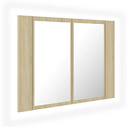 vidaXL Armoire à miroir à LED de bain Chêne sonoma 60x12x45 Acrylique