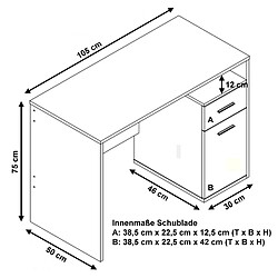 Bureau / Table pour ordinateur BASIX 105x50 cm Blanc cassé / hêtre hjh OFFICE pas cher