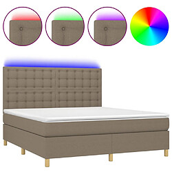 vidaXL Sommier à lattes de lit et matelas et LED Taupe 180x200cm Tissu