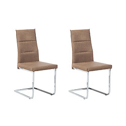 Beliani Set de 2 Cuir PU Chaise de salle à manger Chaise en porte-à-faux Beige sable ROCKFORD 