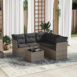 vidaXL Salon de jardin 6 pcs avec coussins gris résine tressée