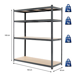 Ecd Germany Étagère de rangement charge lourde stockage métallique anthracite 180x160x60 cm pas cher