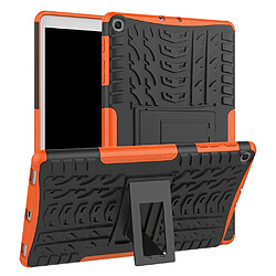 Coque en TPU hybride motif pneu avec béquille orange pour votre Samsung Galaxy Tab A 10.1 (2019) T510