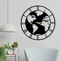 Avis DEKORY Carte du monde Horloge Murale en Métal 50cm