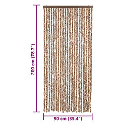 vidaXL Rideau anti-mouches beige et marron foncé 90x200 cm chenille pas cher