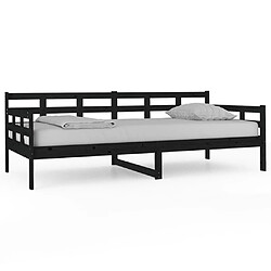 vidaXL Lit de jour sans matelas noir bois de pin massif 90x200 cm