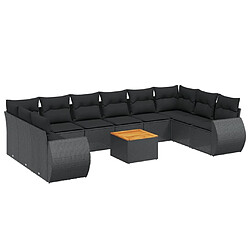 Maison Chic Salon de jardin 11 pcs avec coussins, Ensemble Tables et chaises d'extérieur noir résine tressée -GKD819817