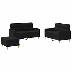 Maison Chic Ensemble de canapés 3 pcs avec coussins, Canapé droit Sofa pour Salon Noir Tissu -GKD834043