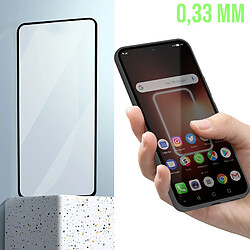 Avizar Verre Trempé pour Realme GT3 résistant dureté 9H Transparent bord biseauté noir pas cher