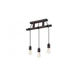 Lumière Suspension Leon Bois,acier Wenge 3 ampoules 74cm