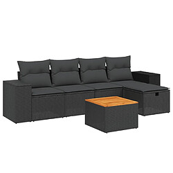 vidaXL Salon de jardin 6 pcs avec coussins noir résine tressée