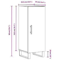 vidaXL Buffet Sonoma gris 34,5x34x90 cm Bois d'ingénierie pas cher