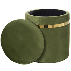 Pouf Alexandra House Living Vert Doré Velours Bois Lot 2 Pièces