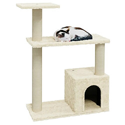 Helloshop26 Arbre à chat meuble tour grimper jouet grattage grattoir escalade plateforme avec griffoirs en sisal 70 cm crème 02_0022519