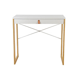 Bureau / table de travail TAROLO II 80x42x75 cm 1 tiroir blanc hjh LIVING