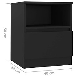 vidaXL Tables de chevet 2 pcs Noir 40x40x50 cm Aggloméré pas cher