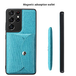 Coque en TPU + PU Peau à absorption magnétique mobile bleu pour votre Samsung Galaxy S21 Ultra 5G