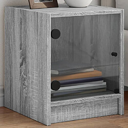 vidaXL Table de chevet avec porte en verre sonoma gris 35x37x42 cm