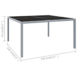 Maison Chic Table de jardin | Table d'extérieur 130x130x72 cm Gris Acier et verre -GKD72348 pas cher