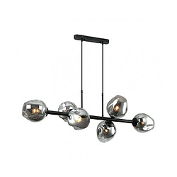 Luminaire Center Suspension Borgo Acier Noir 6 ampoules 97cm