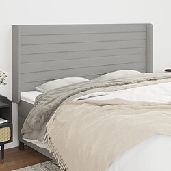 Maison Chic Tête de lit scandinave avec oreilles,meuble de chambre Gris clair 203x16x118/128 cm Tissu -MN66895