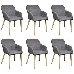 Maison Chic Lot de 6 Chaises à manger,Chaise pour cuisine gris clair tissu et chêne massif -MN30936