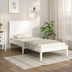 Maison Chic Lit Moderne Chambre - Cadre/structure de lit pour adulte Blanc Bois de pin massif 75x190 cm Petit simple -MN62470