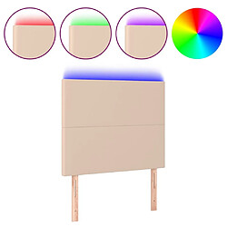 Maison Chic Tête de lit scandinave à LED,meuble de chambre Cappuccino 100x5x118/128 cm Similicuir -MN81922