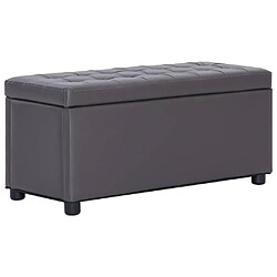 Helloshop26 Pouf coffre banquette de rangement 87,5 cm similicuir gris 02_0010826