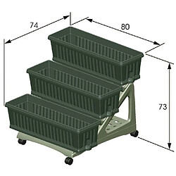 Ac-Deco Kit 3 jardinières - ORTO DI BAMA - 80 cm - Vert