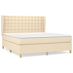 vidaXL Sommier à lattes de lit avec matelas Crème 160x200 cm Tissu