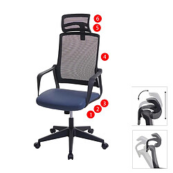 Decoshop26 Fauteuil de bureau ergonomique pivotante avec accoudoirs et dossier en tissu mesh bleu-gris 04_0001879 pas cher