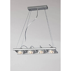 Luminaire Center Suspension Ull 4 Ampoules G9 gris argenté longueur 53,5 Cm