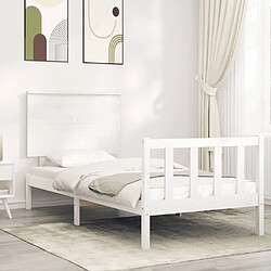 Maison Chic Cadre/structure de lit et tête de lit pour adulte - Lit Moderne Chambre blanc 100x200 cm bois massif -MN66534