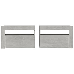 Avis vidaXL Tables de chevet 2 pcs avec LED Gris béton 60x35x40 cm