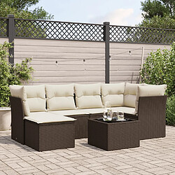 vidaXL Salon de jardin avec coussins 7 pcs marron résine tressée