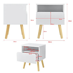 Avis Helloshop26 Table de nuit design avec tiroir et meuble de rangement pieds 50 cm blanc pin 03_0006237