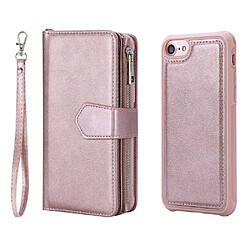 Avis Etui en PU fermeture à glissière détachable 2-en-1 portative or rose pour votre Apple iPhone iPhone 8/7/6s/6 4.7 pouces