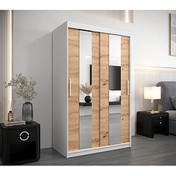 Abiks Meble Armoire Pole à portes coulissantes 200/120/62 2 portes (blanc/artisan)