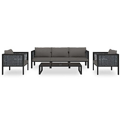 vidaXL Salon de jardin 6 pcs avec coussins résine tressée anthracite